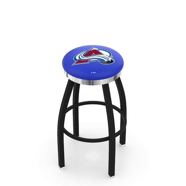 Holland Bar Stool Co 30" Blk Wrinkle Colorado Avalanche Swivel Bar Stool, Chrome Ring - L8B2C30COLAVA