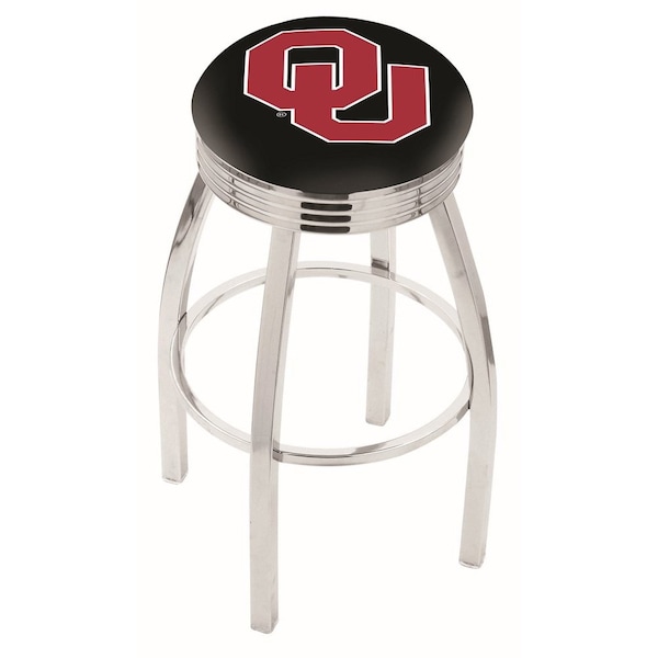 Holland Bar Stool Co 25" Chrome Oklahoma Swivel Bar Stool, Accent Ring - L8C3C25OKLHMA