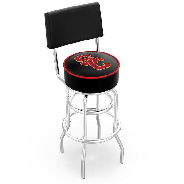Holland Bar Stool Co 25" Chrome 2-Ring USC Trojans Swivel Bar Stool, Back - L7C425SOUCAL