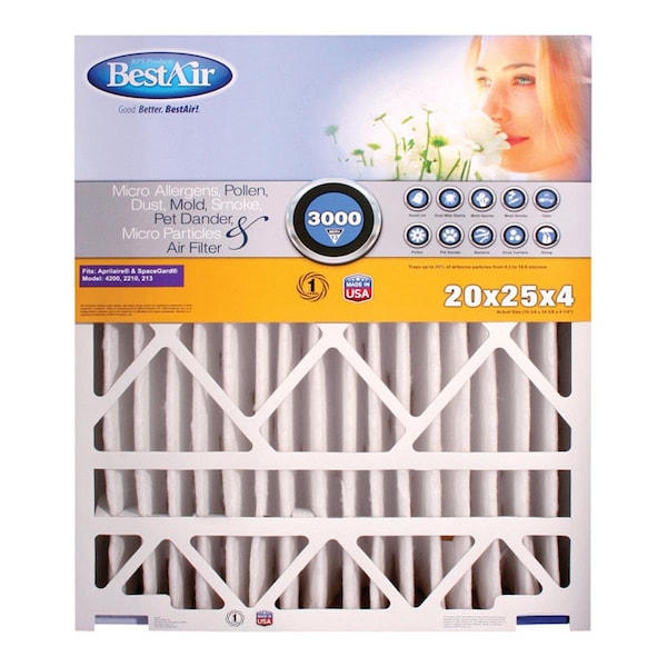 Bestair 20 x 25 x 4 in. Pleated Air Filter, 2PK - 4766184