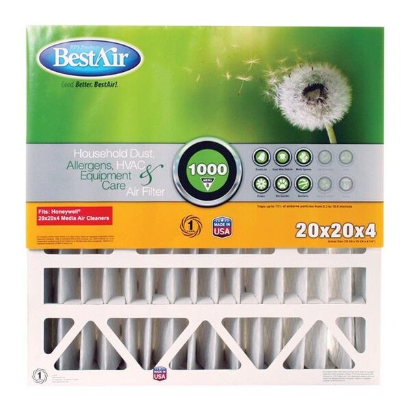 Bestair Bestair 4823290 20 x 20 x 4 in. 8 MERV Pleated Air Filter - Case of 3 - 4823290