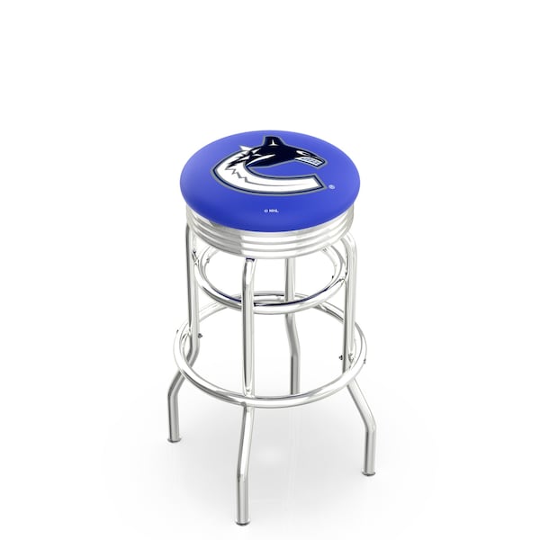 Holland Bar Stool Co 30" Chrome 2-Ring Vancouver Canucks Swivel Bar Stool, Accent Ring - L7C3C30VANCAN