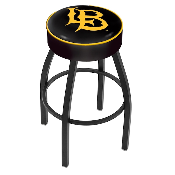 Holland Bar Stool Co 25" Long Beach State Univ Cushion Seat, Blk Wrnkl Base Swivel Bar Stool - L8B125LBSTUN