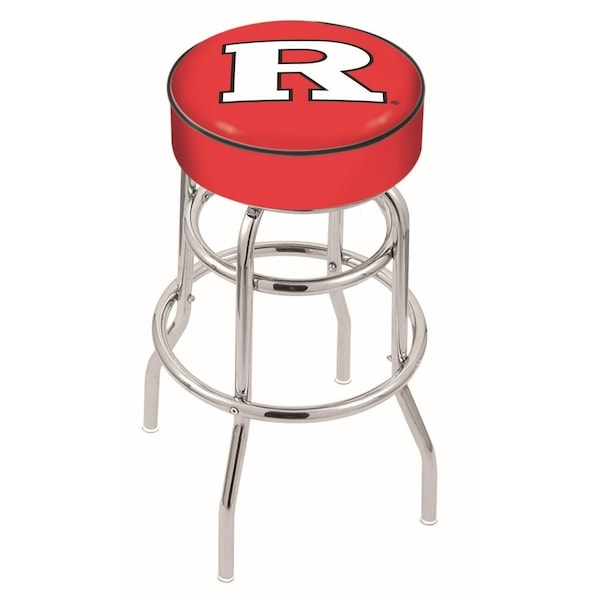 Holland Bar Stool Co 25" 4" Rutgers Cushion Seat, Double-Ring Chrome Swivel Bar Stool - L7C125RUTGER