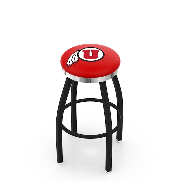 Holland Bar Stool Co 30" Blk Wrinkle Utah Swivel Bar Stool, Chrome Ring - L8B2C30UTAHUN