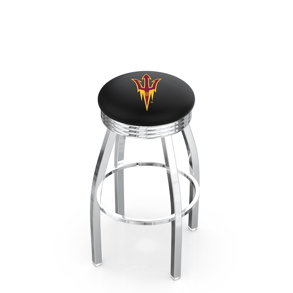Holland Bar Stool Co 30" Chrome Arizona State Swivel Bar Stool, Accent Ring, Pitchfork - L8C3C30ARIZST-F