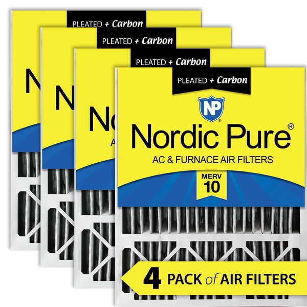 Nordic Pure 20x25x5 Plus Carbon Pleated Air Filter, High Capacity, MERV 10, 4 PK - 20X25X5HPM10C-4