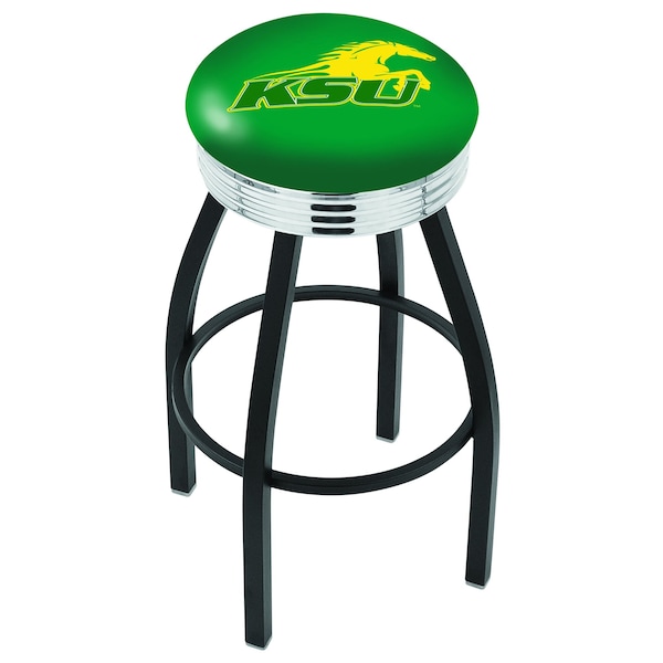 Holland Bar Stool Co 30" Blk Wrinkle Kentucky State University Swivel Bar Stool, Chrome Ring - L8B3C30KYSTUN