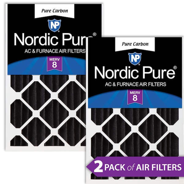Nordic Pure 16x24x4 Pure Carbon Pleated Air Filter, High Capacity, MERV 8, 2 PK - 16X24X4PCP-2