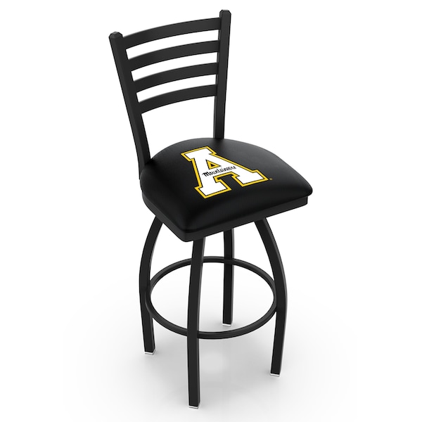 Holland Bar Stool Co 30" Blk Wrinkle Appalachian State Swivel Bar Stool, Ladder Back - L01430APPSTU