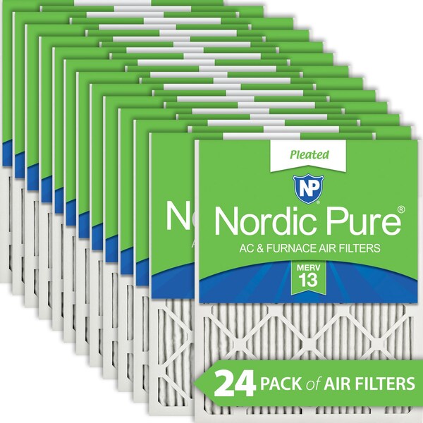 Nordic Pure 12x12x1 Pleated Air Filter, High Capacity, Electrostatically Charged Synthetic Media, MERV 13 - 12X12X1M13-24