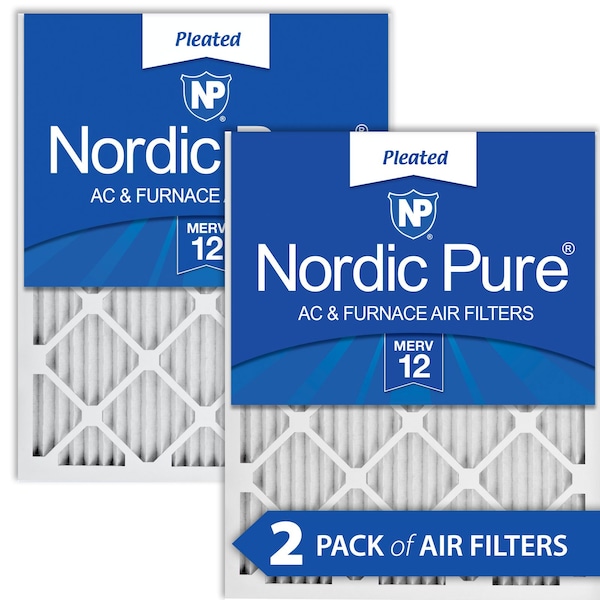 Nordic Pure 18x18x1 Pleated Air Filter, High Capacity, Electrostatically Charged Synthetic Media, MERV 12, 2 PK - 18X18X1M12-2