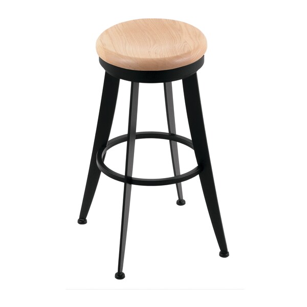 Holland Bar Stool Co Laser 30" Swivel Bar Stool, Black Wrinkle, Natural Oak Seat - 90030BWNATOAK