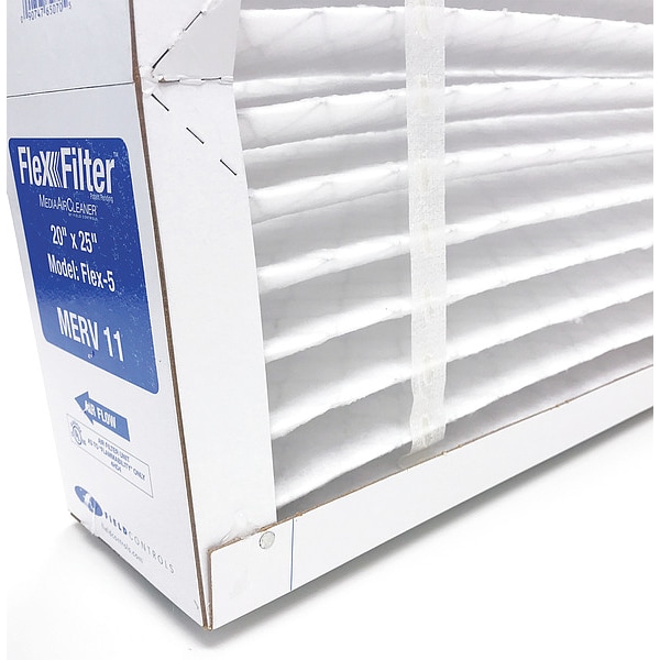 Flexfilter 25x20x4 Pleated Air Filter, Standard Capacity, Synthetic, MERV 11, 1 micron, 6 PK - FLEX-5