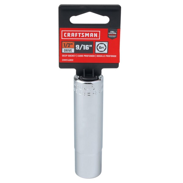 Craftsman Sockets, 9/16" S X 1/2" drive S SAE 6 Po - CMMT45932