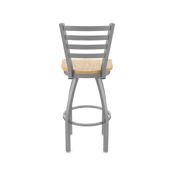 Holland Bar Stool Co 410 Jackie Stainless Steel 36in Swivel Bar Stool with Natural Oak Seat - 41036SSNATOAK