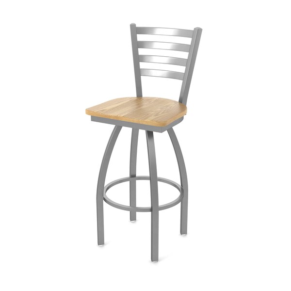 Holland Bar Stool Co 410 Jackie Stainless Steel 36in Swivel Bar Stool with Natural Oak Seat - 41036SSNATOAK