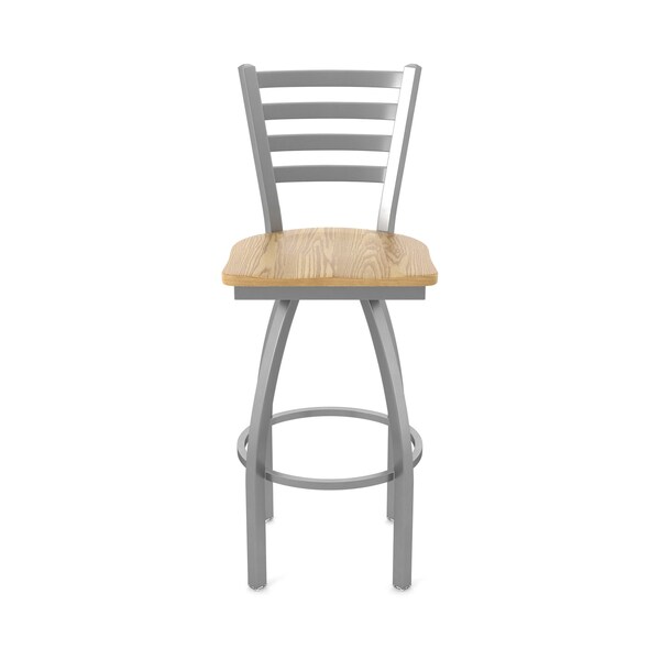 Holland Bar Stool Co 410 Jackie Stainless Steel 36in Swivel Bar Stool with Natural Oak Seat - 41036SSNATOAK