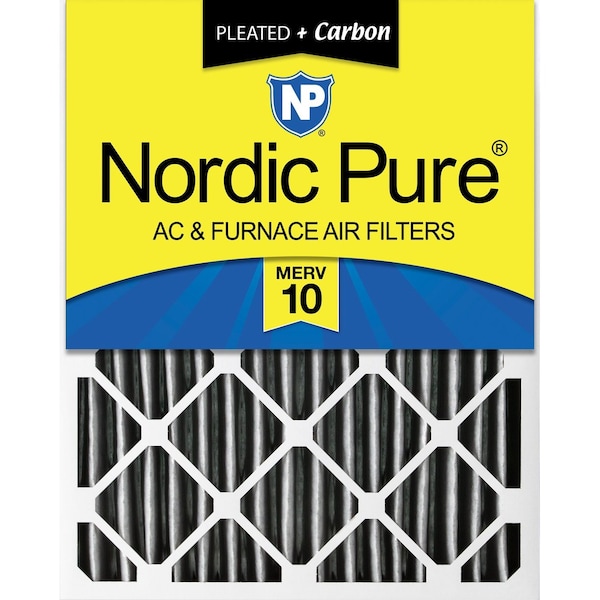 Nordic Pure 24x24x4 Plus Carbon Pleated Air Filter, High Capacity, MERV 10 - 24X24X4PM10C-1