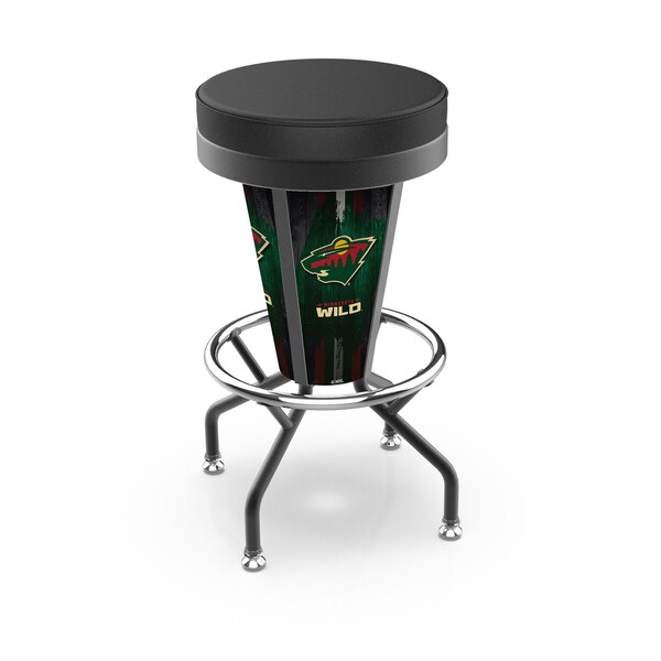 Holland Bar Stool Co Lighted Minnesota Wild 30" Swivel Bar Stool - L500030MINWLDBLKVINYL