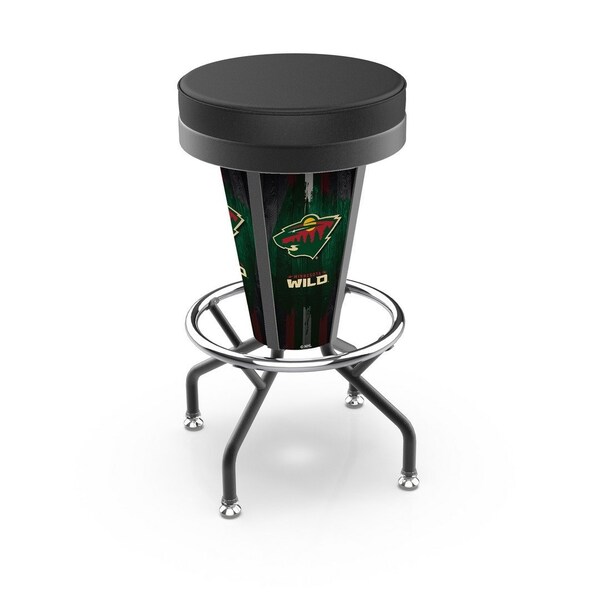 Holland Bar Stool Co Lighted Minnesota Wild 30" Swivel Bar Stool - L500030MINWLDBLKVINYL
