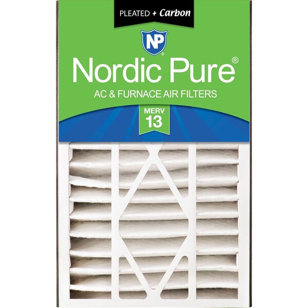 Nordic Pure 16x25x5 Plus Carbon Pleated Air Filter, High Capacity, MERV 13 - 16X25X5ABM13+C-1