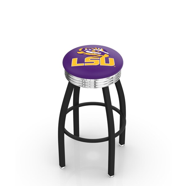 Holland Bar Stool Co 25" Blk Wrinkle Louisiana State Swivel Bar Stool, Chrome Ring - L8B3C25LASTUN