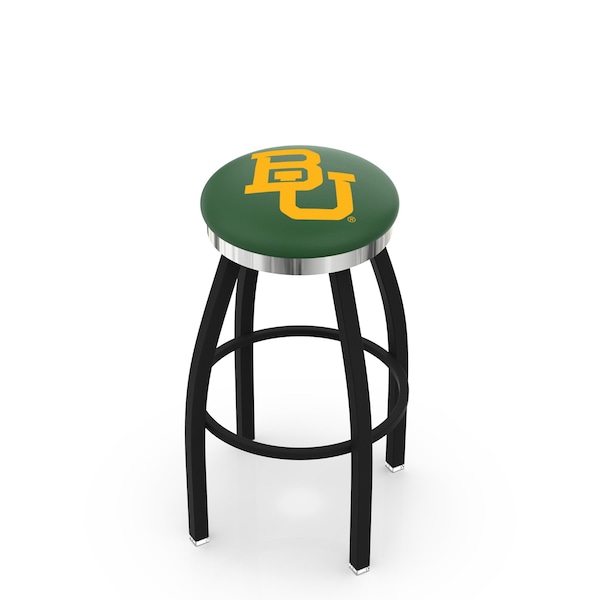 Holland Bar Stool Co 25" Blk Wrinkle Baylor Swivel Bar Stool, Chrome Ring - L8B2C25BAYLOR