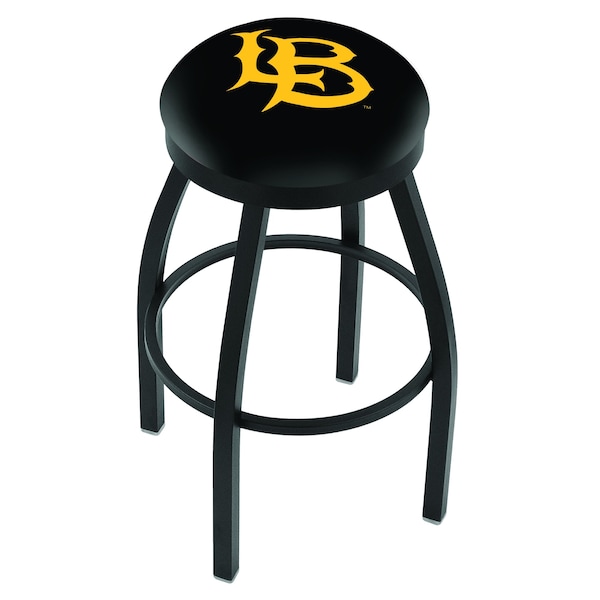Holland Bar Stool Co 25" Blk Wrnkl Long Beach State University Swivel Bar Stool, Accent Ring - L8B2B25LBSTUN