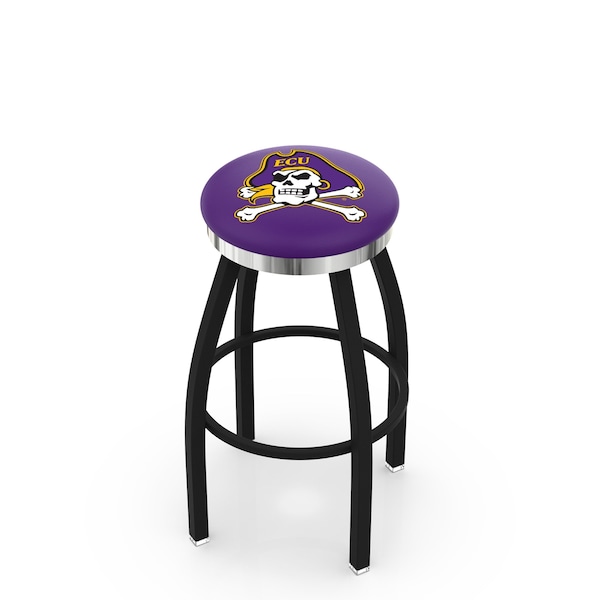 Holland Bar Stool Co 30" Blk Wrinkle East Carolina Swivel Bar Stool, Chrome Ring - L8B2C30ECAROL