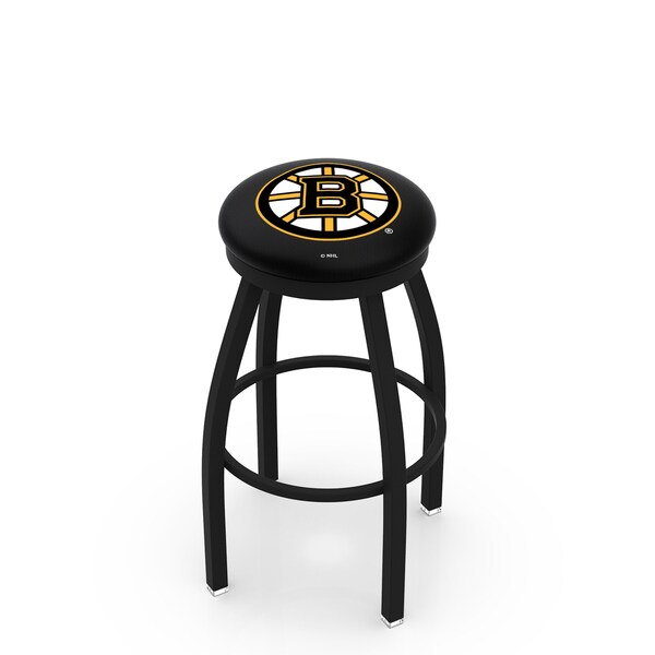 Holland Bar Stool Co 25" Blk Wrinkle Boston Bruins Swivel Bar Stool, Accent Ring - L8B2B25BOSBRU