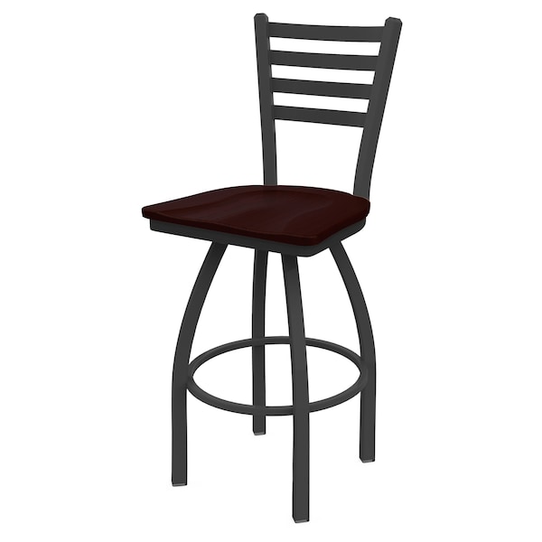 Holland Bar Stool Co 30" Swivel Bar Stool, Pewter Finish, Dark Cherry Oak Seat - 41030PWDCOAK