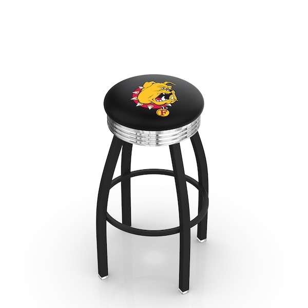 Holland Bar Stool Co 30" Blk Wrinkle Ferris State Swivel Bar Stool, Chrome Ring - L8B3C30FERRST