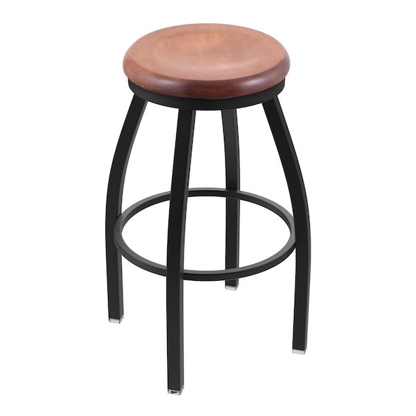 Holland Bar Stool Co 30" Swivel Bar Stool, Black Wrinkle, Med Maple Seat - 80230BWMEDMPL