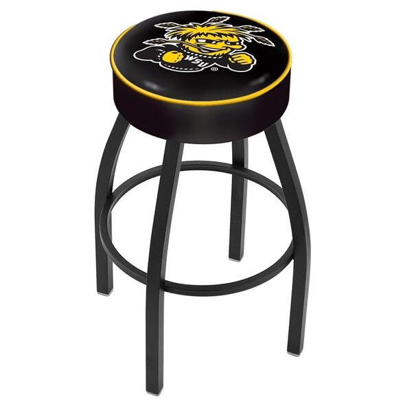 Holland Bar Stool Co 25" 4" Wichita State Cushion Seat, Blk Wrinkle Base Swivel Bar Stool - L8B125WICHST