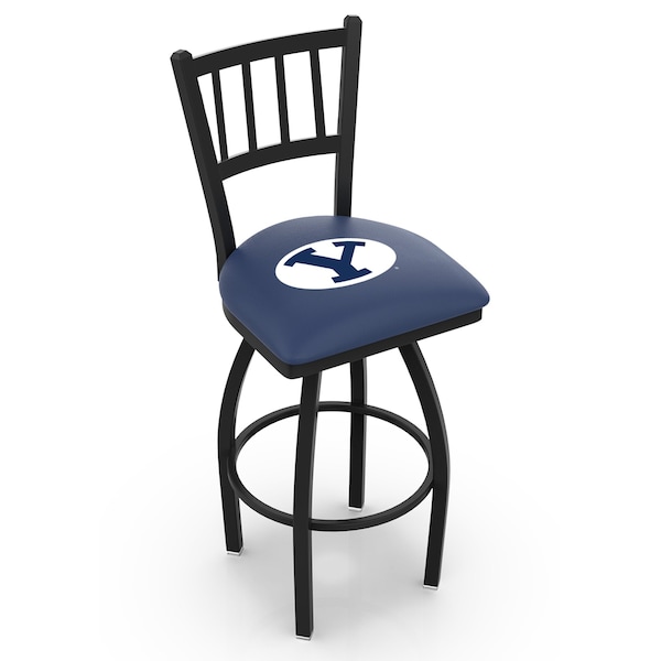Holland Bar Stool Co 30" Blk Wrinkle Brigham Young Swivel Bar Stool, Jailhouse Back - L01830BRIGYN
