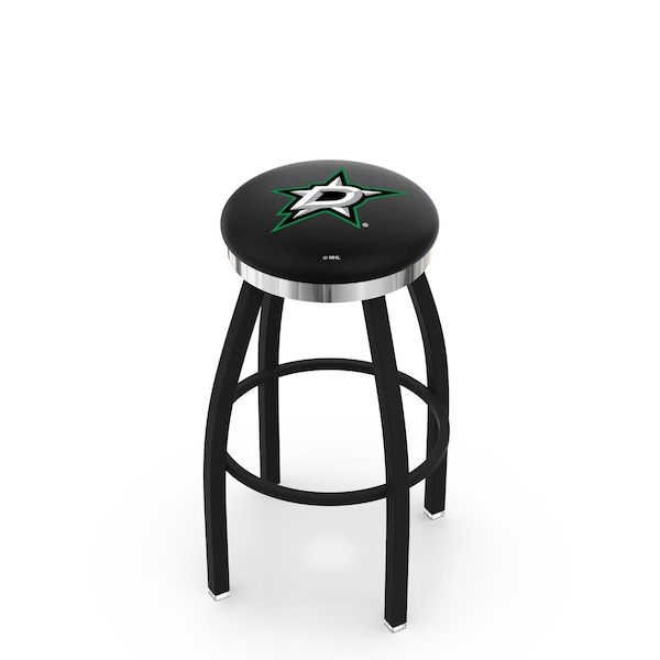 Holland Bar Stool Co 30" Blk Wrinkle Dallas Stars Swivel Bar Stool, Chrome Ring - L8B2C30DALSTA
