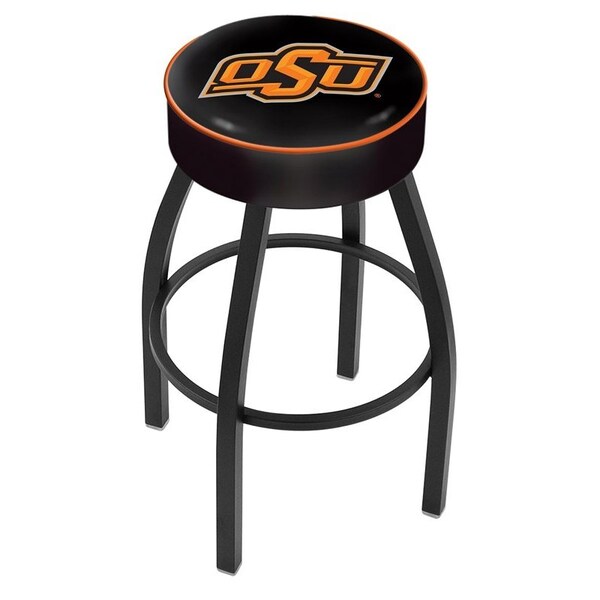 Holland Bar Stool Co 30" 4" Oklahoma State Cushion Seat, Blk Wrinkle Base Swivel Bar Stool - L8B130OKSTUN