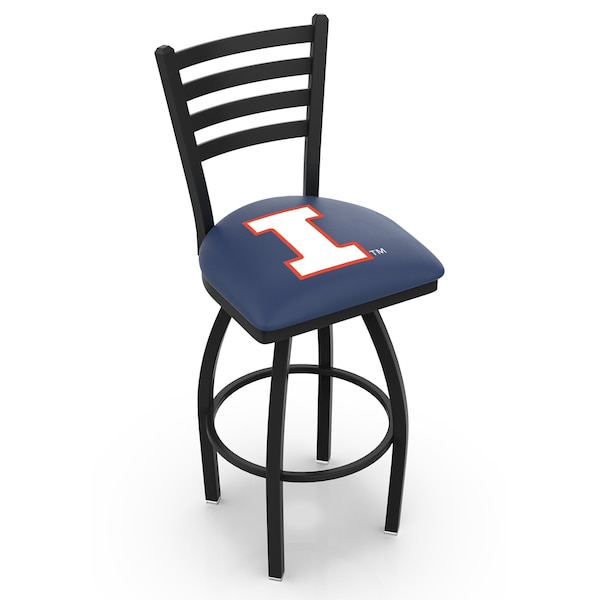 Holland Bar Stool Co 25" Blk Wrinkle Illinois Swivel Bar Stool, Ladder Back - L01425ILLINIU