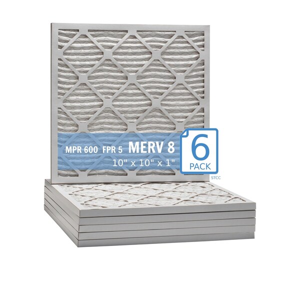 Purolator 10x10x1 Pleated Air Filter, MERV 8, 6 PK - 10X10X1X1 HI (6 PACK)