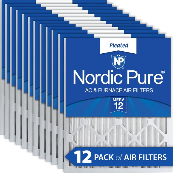 Nordic Pure 14x25x2 Pleated Air Filter, High Capacity, Electrostatically Charged Synthetic Media, MERV 12 - 14X25X2M12-12