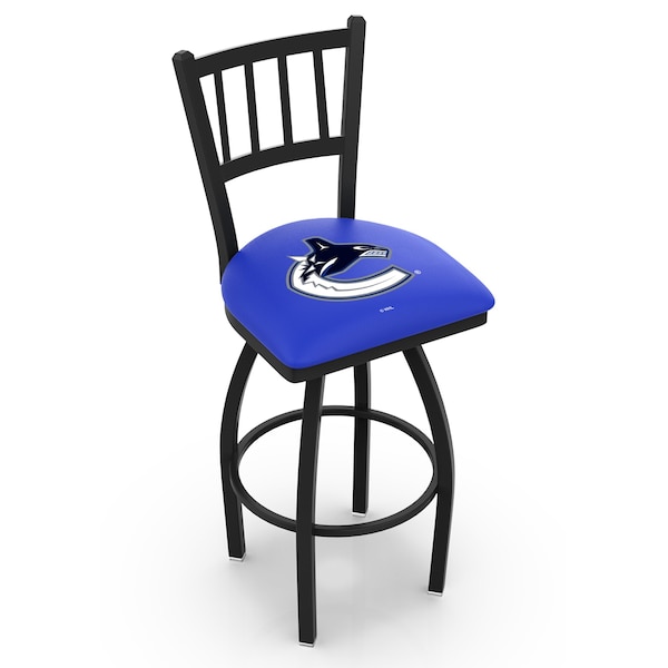 Holland Bar Stool Co 25" Blk Wrinkle Vancouver Canucks Swivel Bar Stool, Jailhouse Back - L01825VANCAN