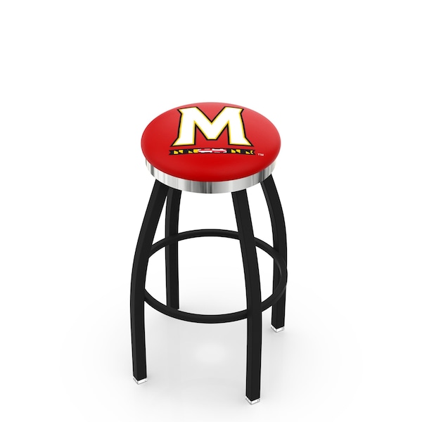 Holland Bar Stool Co 25" Blk Wrinkle Maryland Swivel Bar Stool, Chrome Ring - L8B2C25MRYLND