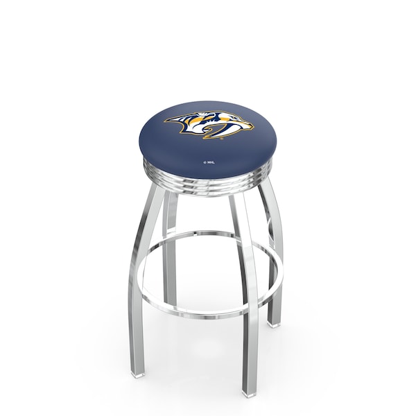 Holland Bar Stool Co 30" Chrome Nashville Predators Swivel Bar Stool, Accent Ring - L8C3C30NSHPRE