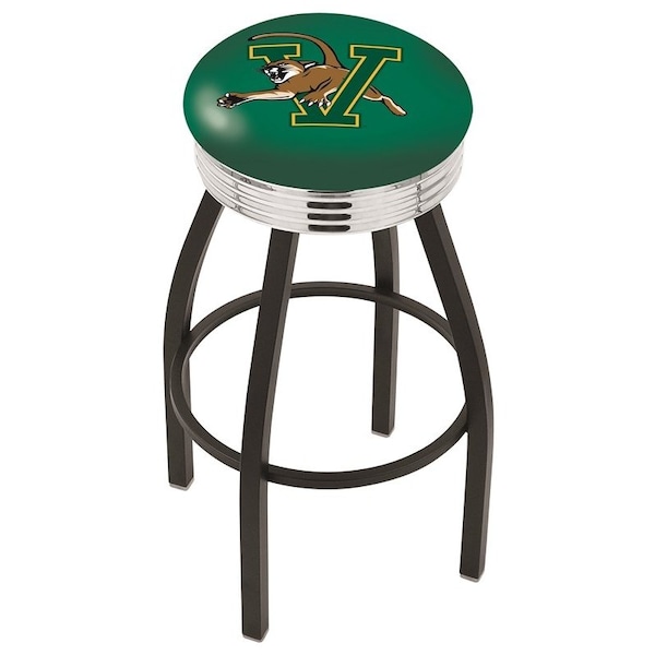 Holland Bar Stool Co 25" Blk Wrinkle Vermont Swivel Bar Stool, Chrome Ring - L8B3C25VERMNT