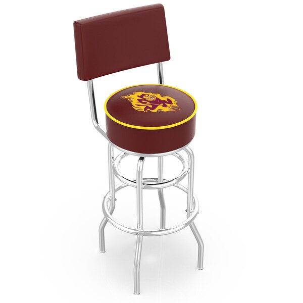 Holland Bar Stool Co 30" Chrome 2-Ring Arizona State Swivel Bar Stool, Back, Sparky Logo - L7C430ARIZST-S