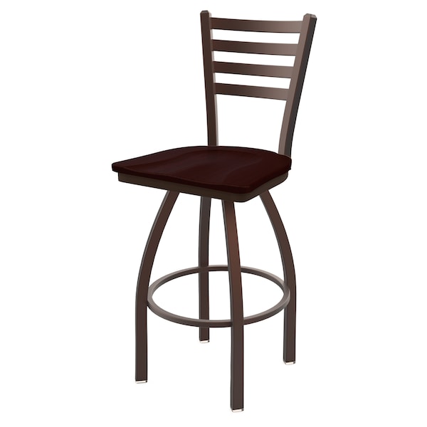 Holland Bar Stool Co 30" Swivel Bar Stool, Bronze Finish, Dark Cherry Oak Seat - 41030BZDCOAK