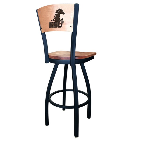 Holland Bar Stool Co 30" Blk Wrnkl Kentucky State University Swivel Bar Stool, Engraved Back - L03830BWMEDMPLAKYSTUNMEDMPL