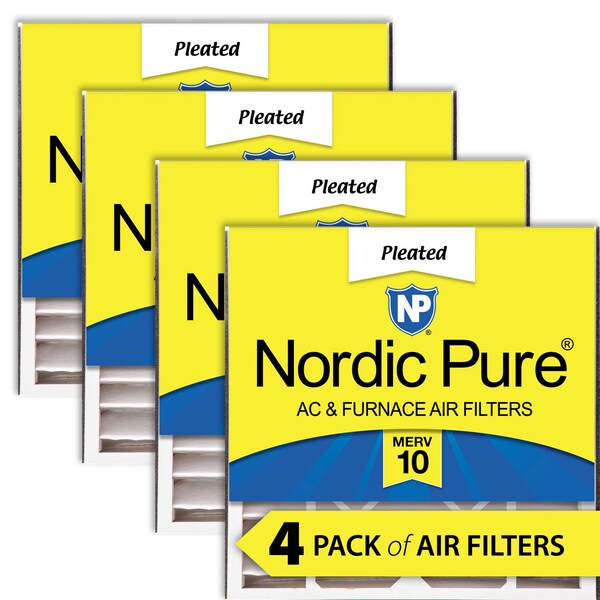 Nordic Pure 20x20x5 Pleated Air Filter, High Capacity, Electrostatically Charged Synthetic Media, MERV 10, 4 PK - 20X20X5ABM10-4