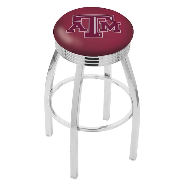 Holland Bar Stool Co 30" Chrome Texas A&M Swivel Bar Stool, Accent Ring - L8C3C30TEXA-M